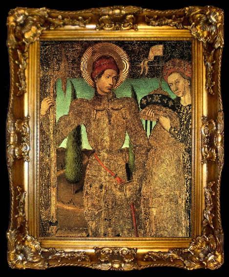 framed  Jaime Huguet Triptych of Saint George (Detail of Saint George and the Princess), ta009-2